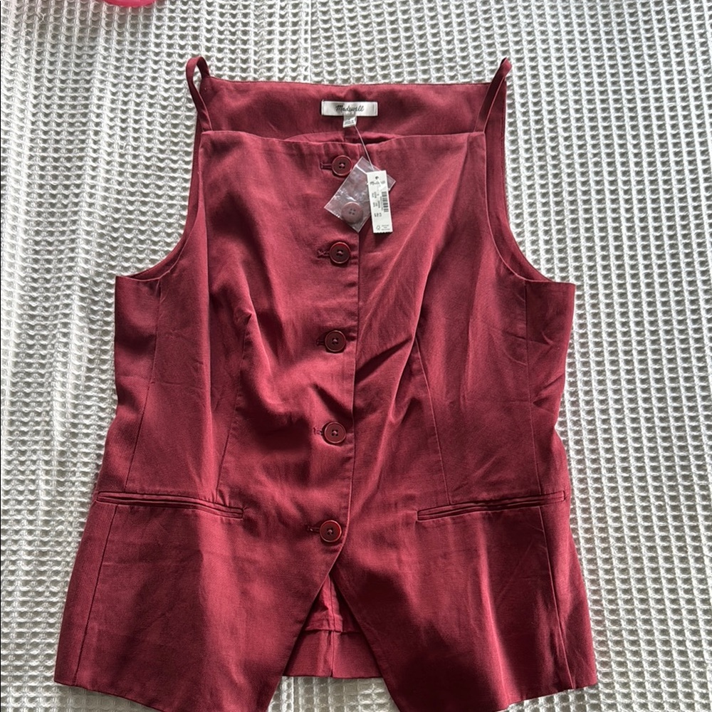 NWT Madewell Burgundy Button-Up Vest